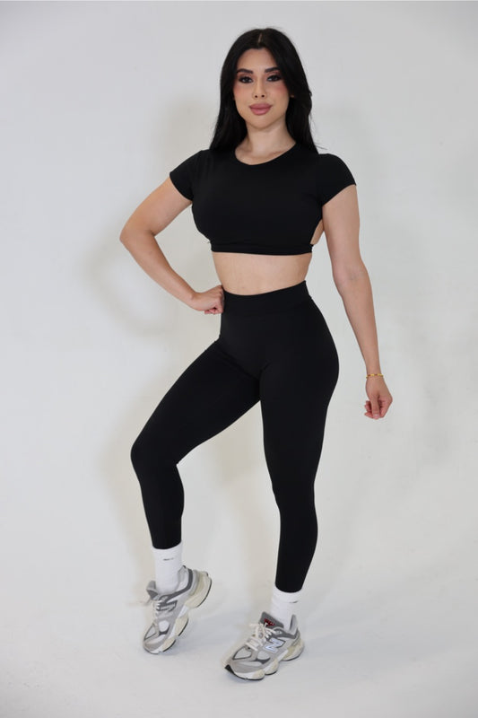 LOW V CONTOUR BLACK LEGGINGS