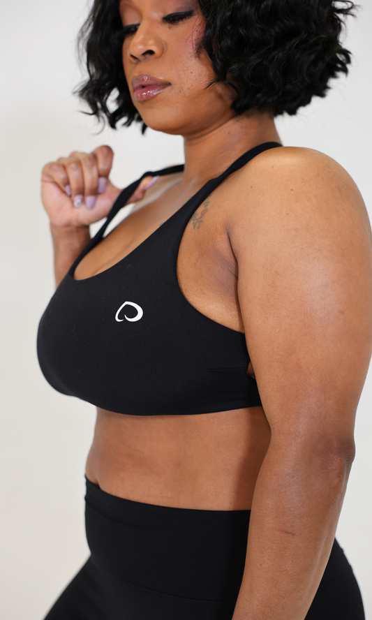 DOUBLE CROSS TIMELESS BLACK SPORTS BRA